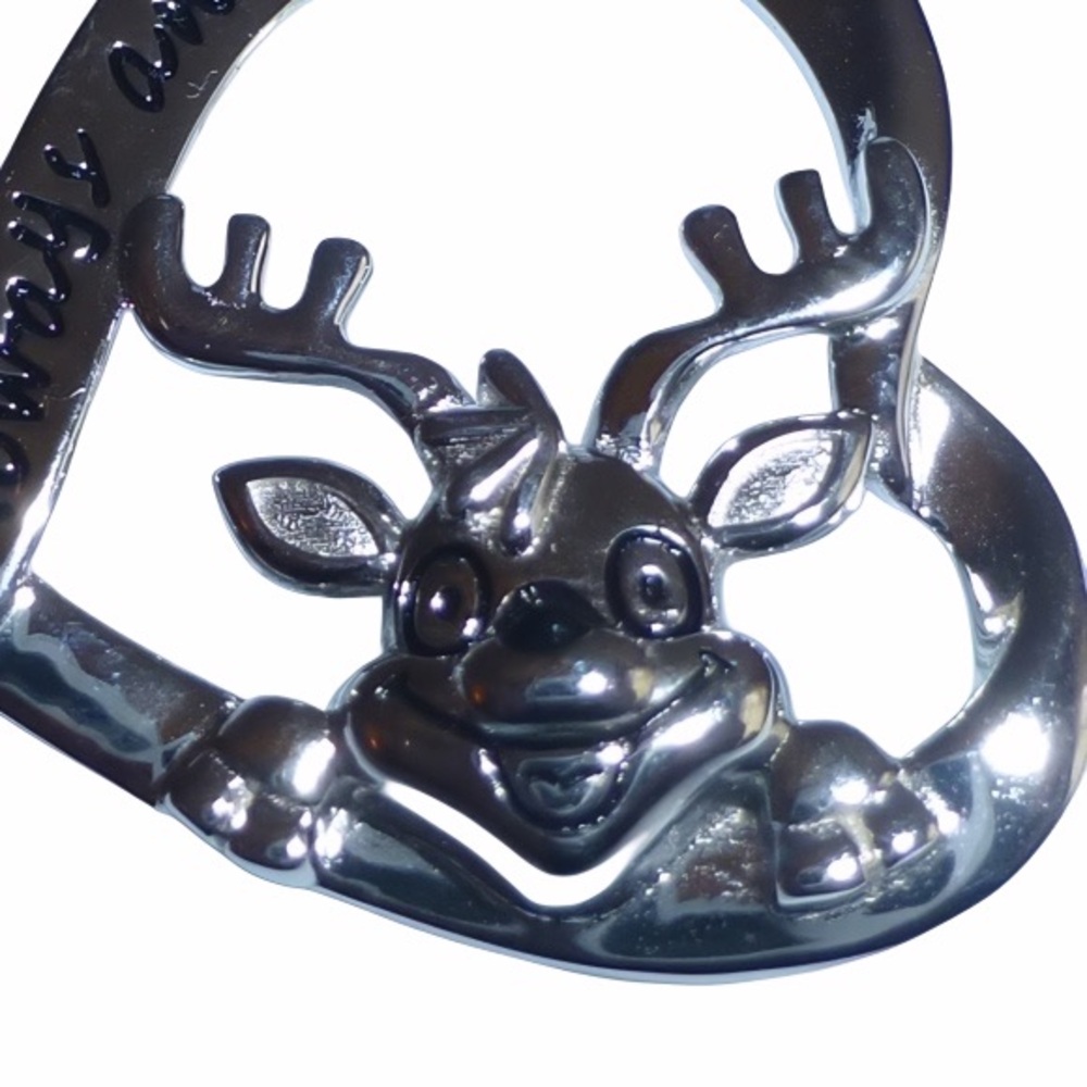 925 Sterling Silver Necklace, Always & Forever Deer & Heart, Xmas VDay Gift New - Picture 2 of 8